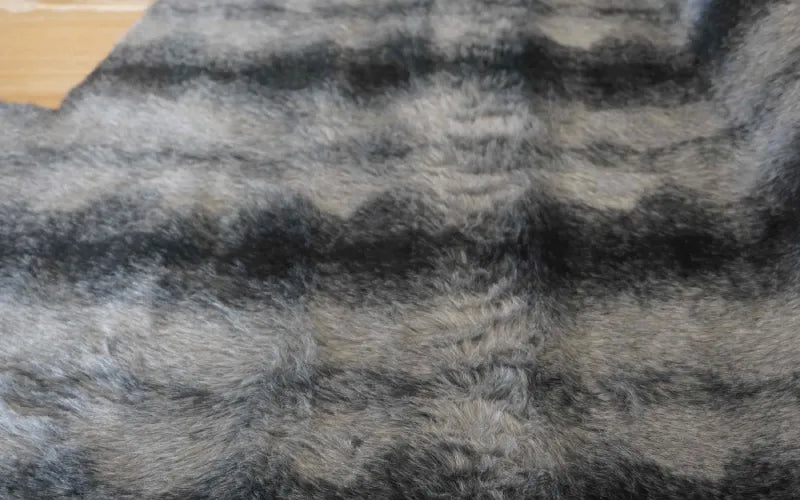 Grey & Black Stripe Faux Fur