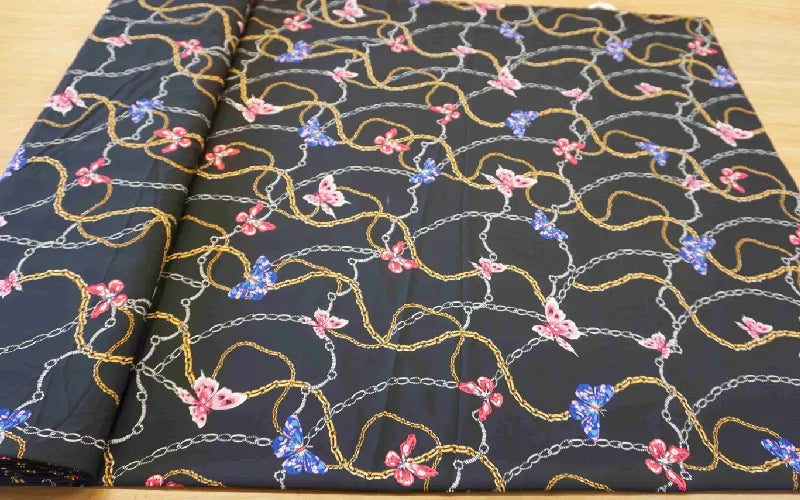 Butterfly Chain printed Satin.