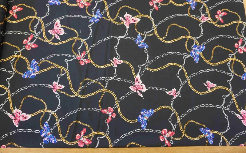 Butterfly Chain printed Satin.