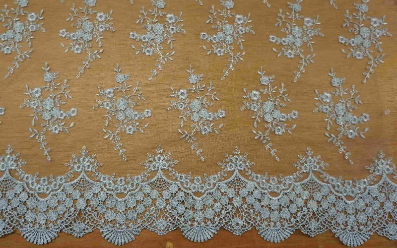 Pink & Blue Floral Lace With A Scalloped Edge