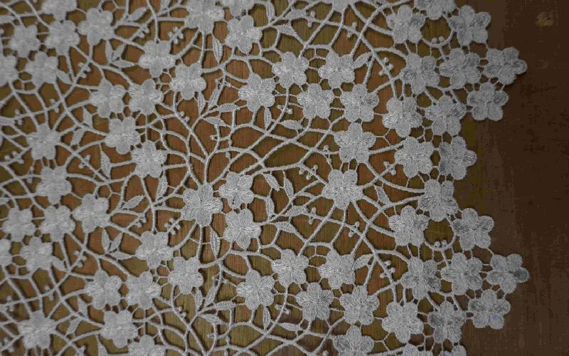 Floral Scallop Edged Lace Ivory & Pink