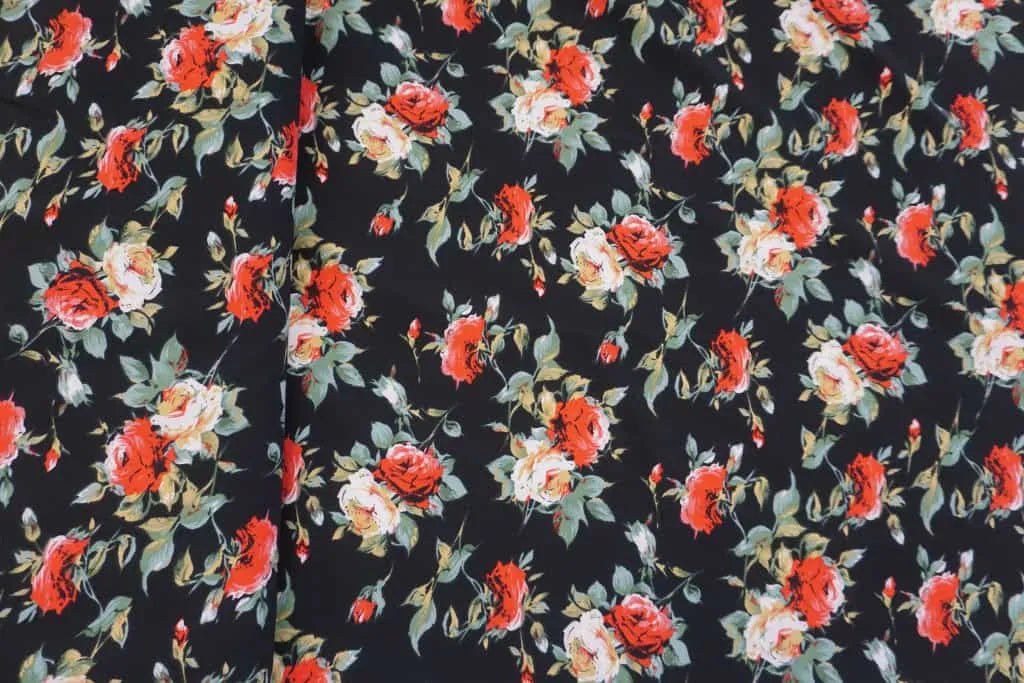 Red & Ivory Floral Print Jersey 