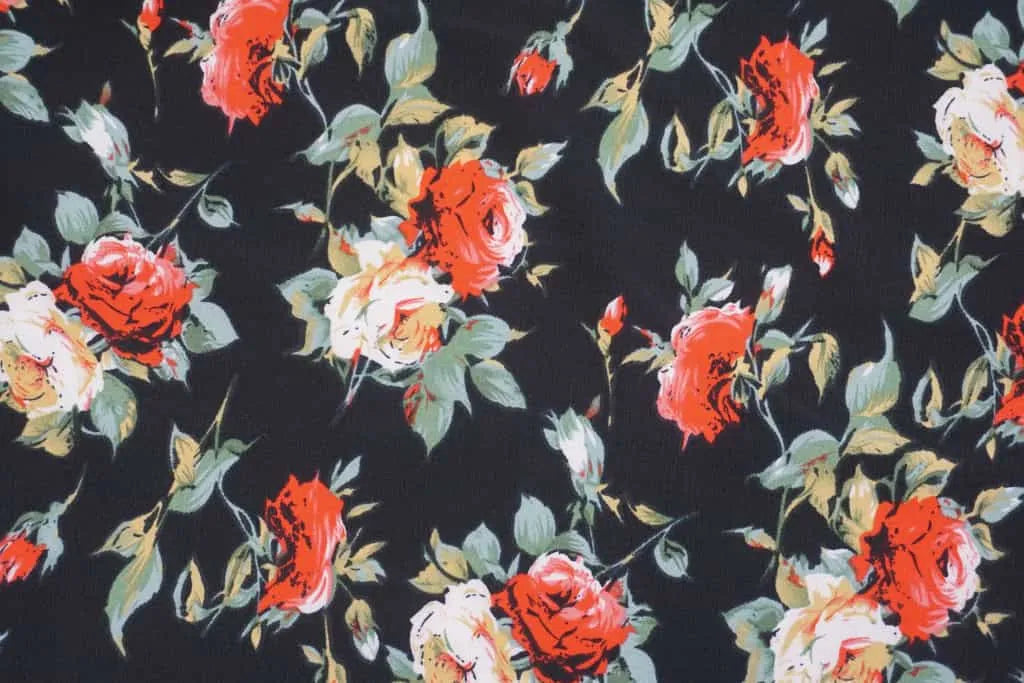 Red & Ivory Floral Print Jersey 